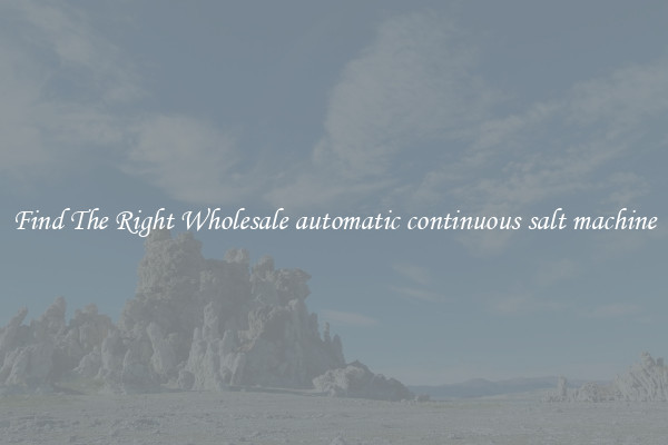 Find The Right Wholesale automatic continuous salt machine