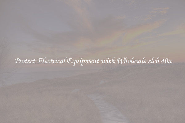 Protect Electrical Equipment with Wholesale elcb 40a